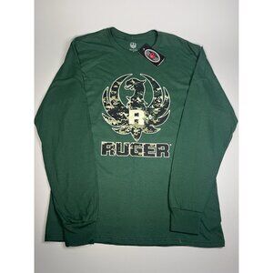 Ruger T-Shirt Men’s M, Digital Camo,  American Flag, CLub Red Long Sleeve